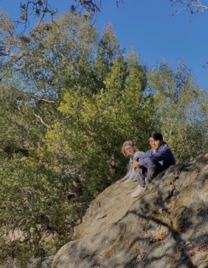 Students explore and identify rocks in the hills of San Domenico. Photo taken by Monica Sanford.

