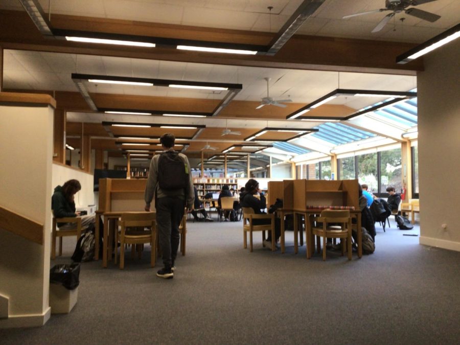 Students study in the library at San Domenico High School.
