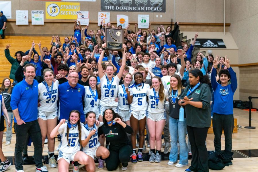 Women’s varsity basketball team celebrates winning the Northern California championship
