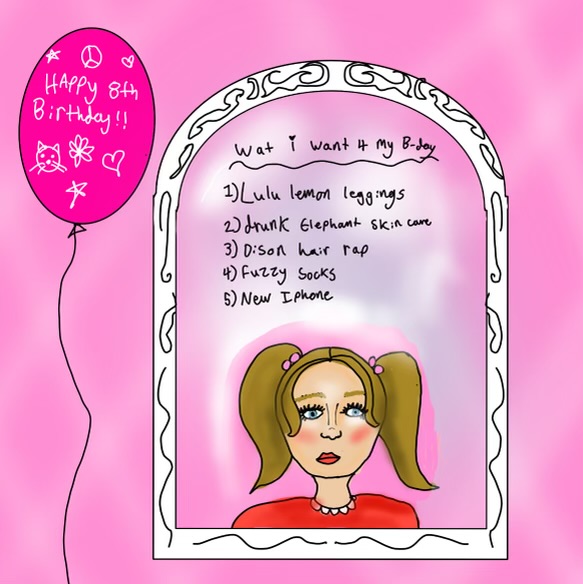 A young girl’s birthday list