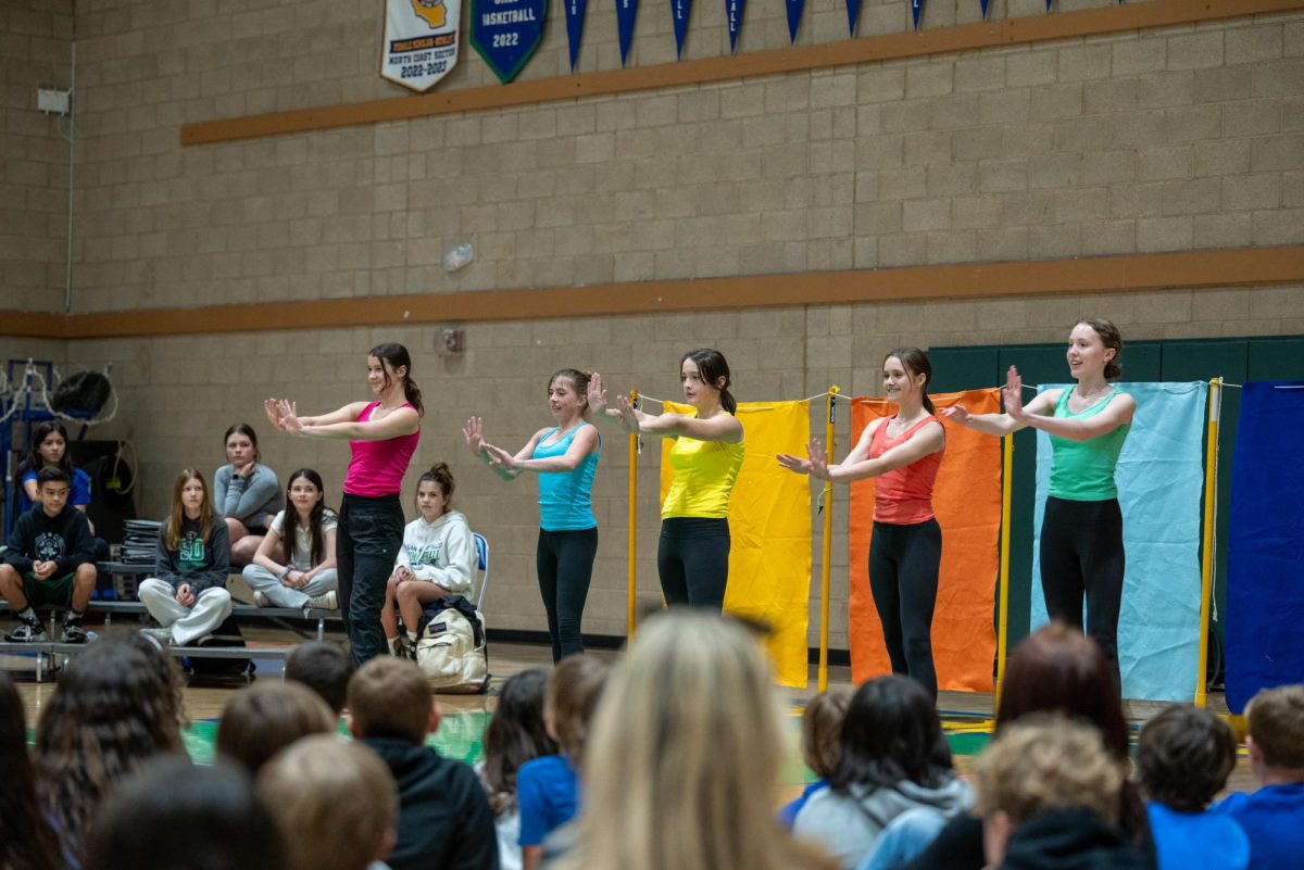 Middle School dancers performing a Bengali dance