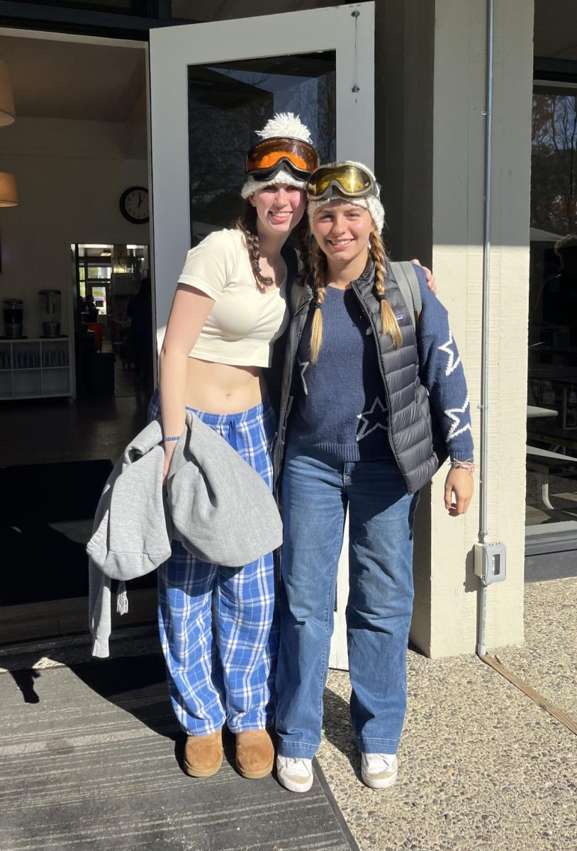 For the second day of spirit week, everyone got to choose: surf or ski. Two sophomores Maddie and Sanne dressed up in winter outfits. With matching hats and goggles they looked ready to hit the slopes.
