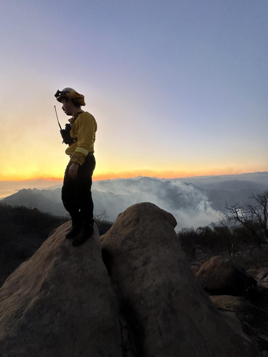 Photo of Chris May, a firefighter on McGuire’s engine company at the Palisades Fire. 