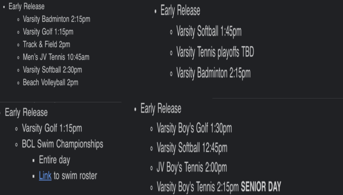 Weekly early dismissals
