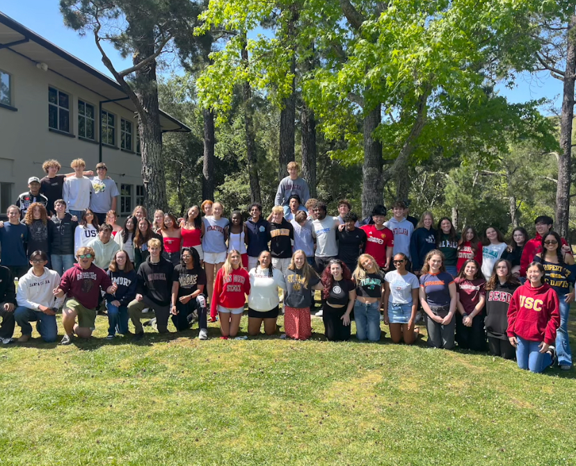 SD 25' seniors wearing their college hoodies on college decision day
